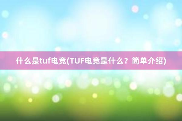 什么是tuf电竞(TUF电竞是什么？简单介绍)