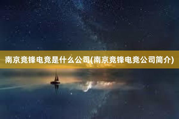 南京竞锋电竞是什么公司(南京竞锋电竞公司简介)