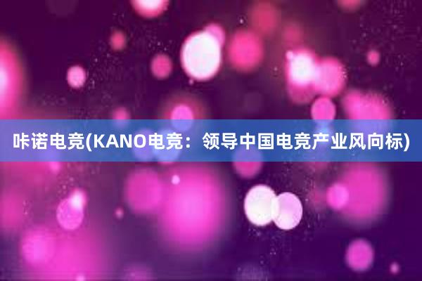 咔诺电竞(KANO电竞：领导中国电竞产业风向标)