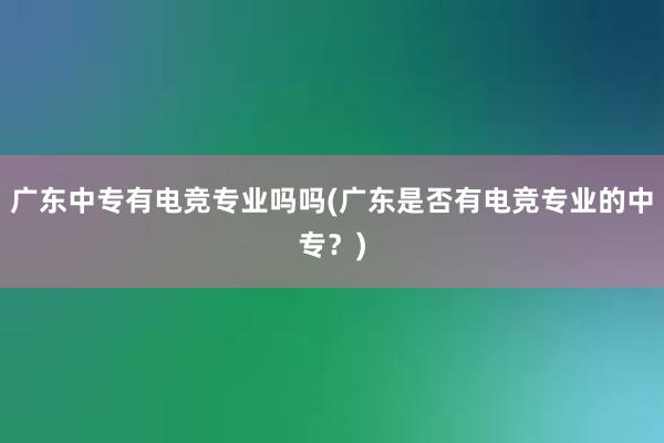 广东中专有电竞专业吗吗(广东是否有电竞专业的中专？)