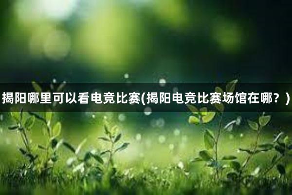 揭阳哪里可以看电竞比赛(揭阳电竞比赛场馆在哪？)