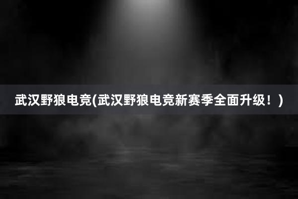 武汉野狼电竞(武汉野狼电竞新赛季全面升级！)