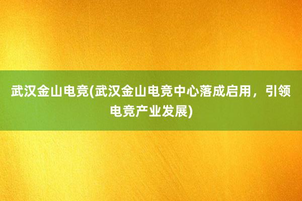 武汉金山电竞(武汉金山电竞中心落成启用，引领电竞产业发展)