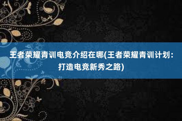 王者荣耀青训电竞介绍在哪(王者荣耀青训计划：打造电竞新秀之路)