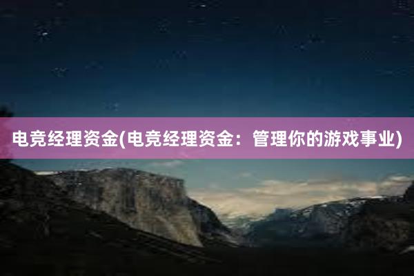 电竞经理资金(电竞经理资金：管理你的游戏事业)