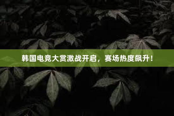 韩国电竞大赏激战开启，赛场热度飙升！