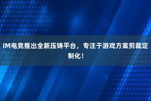 IM电竞推出全新压铸平台，专注于游戏方案剪裁定制化！