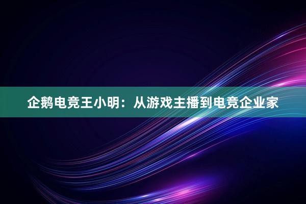 企鹅电竞王小明：从游戏主播到电竞企业家