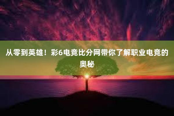 从零到英雄！彩6电竞比分网带你了解职业电竞的奥秘