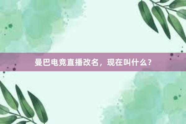 曼巴电竞直播改名，现在叫什么？