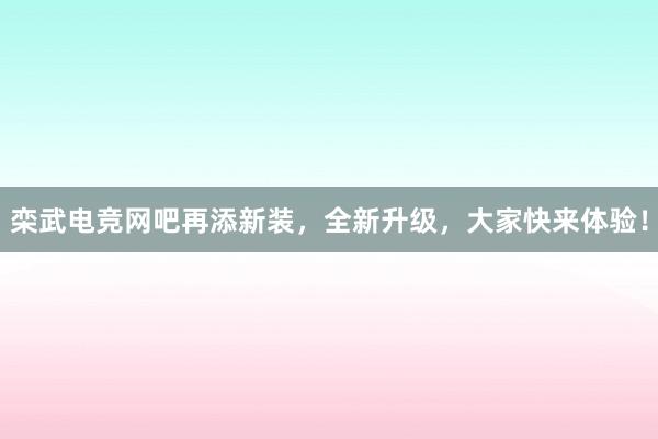 栾武电竞网吧再添新装，全新升级，大家快来体验！