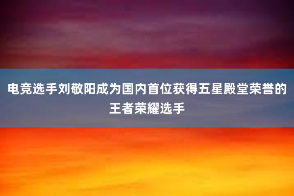 电竞选手刘敬阳成为国内首位获得五星殿堂荣誉的王者荣耀选手