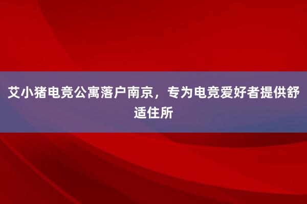 艾小猪电竞公寓落户南京，专为电竞爱好者提供舒适住所