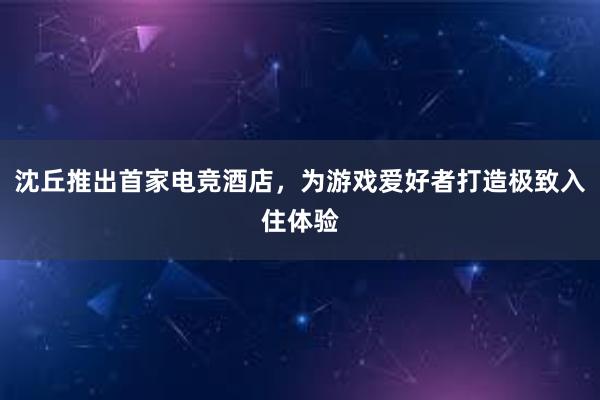 沈丘推出首家电竞酒店，为游戏爱好者打造极致入住体验